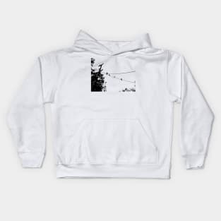 Crows on a wire Kids Hoodie